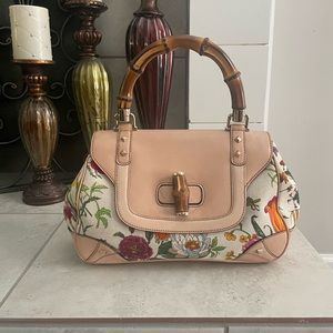 Gucci flora bamboo top handle bag